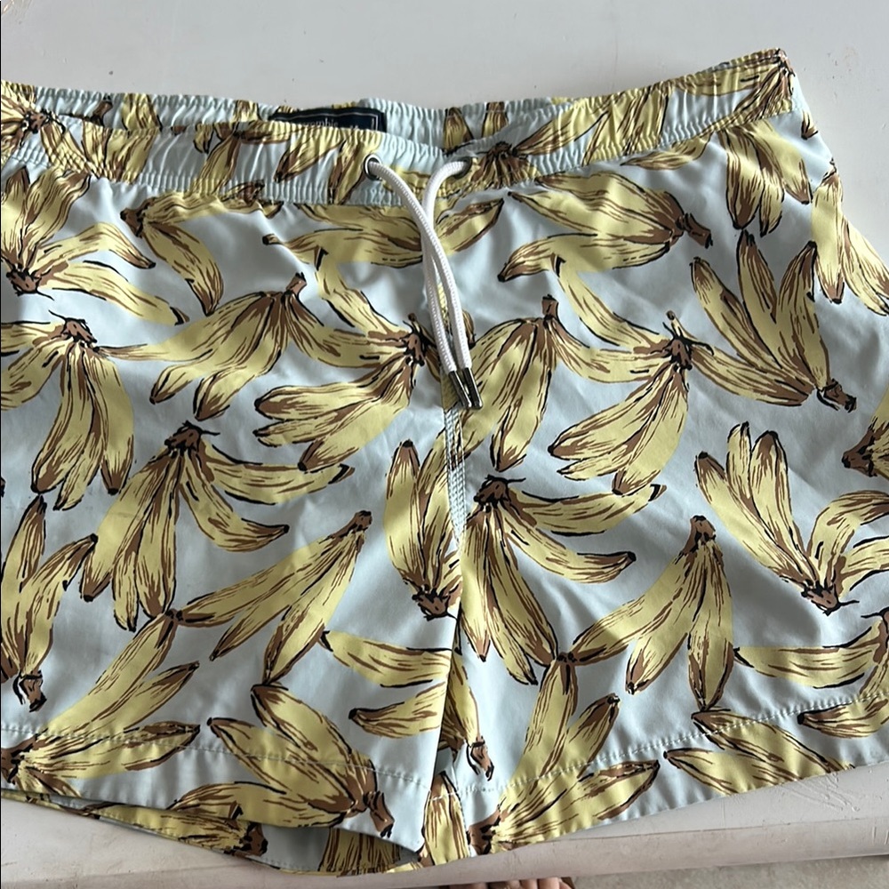 Abercrombie & Fitch Banana Print Swim Trunks - Yellow and Blue